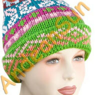 Double Knitted Beanie Alpaca Hat with Alpaca Motif - Bold Color - 16752217