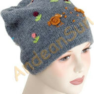Applique Beanie Alpaca Hat for Children - Grey - 16752214