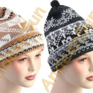 Double Knitted Beanie Alpaca Hat with Alpaca Motif - Natural Color - 16752217