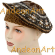 100% Alpaca BERET with Andean Motif (HandSpun - HandKnitted - UNDYED Natural Alpaca Colors) - Rustic Quality - 16762201