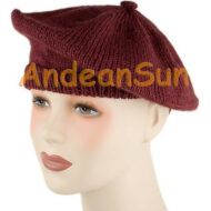 Solid Color Alpaca Beret - Burgundy - 16761702