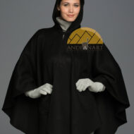 100% Baby Alpaca Hooded Cape - Cloak - Black - 16834209