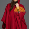 100% Baby Alpaca Hooded Cape - Cloak - Dark Red - 16834209