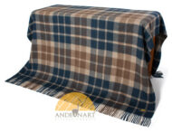 Alpaca Checkered Throw - Blanket by AndeanSun - Navy Blue and Beige