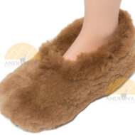 Alpaca Fur Collar Slipper Hand Sewn - Shoe Style - Beige - 72911703