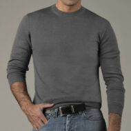 100% Baby Alpaca Men's Crew Neck Sweater - AndeanSun - Grey