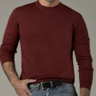 100% Baby Alpaca Men's Crew Neck Sweater - AndeanSun - Burgundy