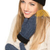 Mittens Alpaca Cable Knit - Reversible - Black and Heather Steel Blue - 16783209