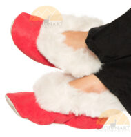 Alpaca Fur Collar Slipper - Faux Suede - Shoe Style - Red - 72911702