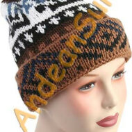 Double Knitted Beanie Alpaca Hat with Alpaca Motif - Natural Color - 16752217
