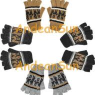 Fingerless Alpaca Gloves with Alpaca Motif for Children - Natural - 16783212