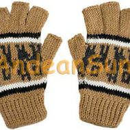 Fingerless Alpaca Gloves with Alpaca Motif for Children - Natural - 16783212