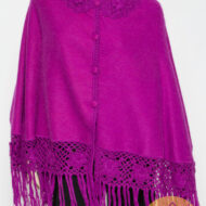 Short Alpaca Cape with Hand Crocheted Collar - Alpaca Carrasco - Fuchsia - 16833525