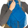 Alpaca Scarf Narrow with Hand Finish Fringe Solid Color - Alpaca Carrasco - Electric Blue - 16773555