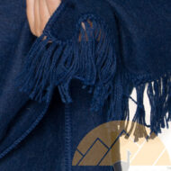 Alpaca Shawl - Alpaca Carrasco Wrap Cape Shawl Reversible with Cozy Handmade Fringe - Extra Long and Wide - Navy blue - 16853520