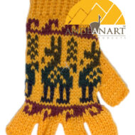 Fingerless Alpaca Gloves with Alpaca Motif for Children - Earth - 16783212