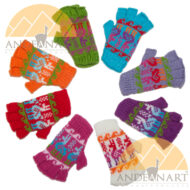 Fingerless Alpaca Gloves with Alpaca Motif for Children - Bold - 16783212