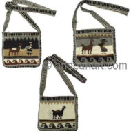 Crossbody Long Strap Crochet Alpaca Wool Shoulder Bag with Andean Motif - 16242201