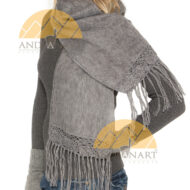 Hand Crocheted FLOWERS Alpaca Scarf - Alpaca Carrasco - Grey - 16773556 Detail 1