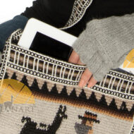 Crossbody Long Strap Crochet Alpaca Wool Shoulder Bag with Andean Motif - 16242201