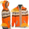 Alpaca Motif Hoodie Zip-Up Cardigan - Alpaca Sweater - Orange - 16261711