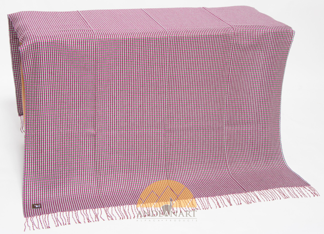 Basket Weave Alpaca Throw - Alpaca AND ACRYLIC Blend Blanket by Alpaca Carrasco - Burgundy - Fuchsia - Kelly Green - 16893609