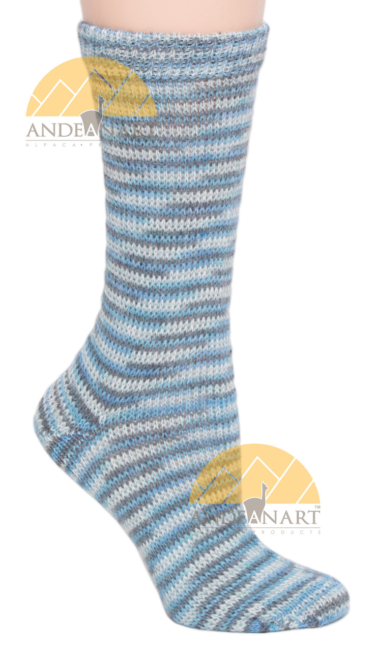 Lounge Alpaca Socks Marl Multicolor by AndeanSun - Blue and Grey Marl Multicolor - 16711725