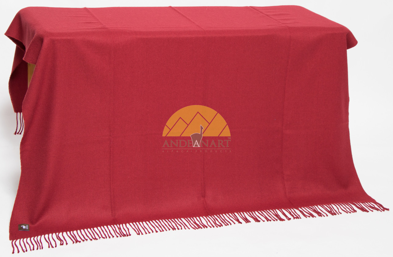 SOLID Color Lap Alpaca Throw Alpaca AND ACRYLIC Blend Blanket by Alpaca Carrasco - Dark Red - 16893606