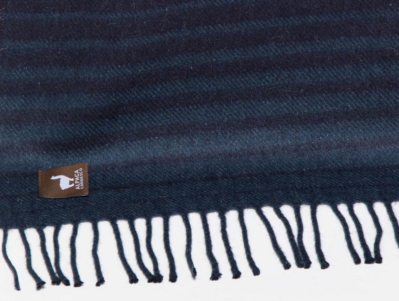 Beach Stripe Lap Alpaca Throw - Alpaca AND ACRYLIC Blend Blanket by Alpaca Carrasco - Navy Blue and Steel Blue - 16893608