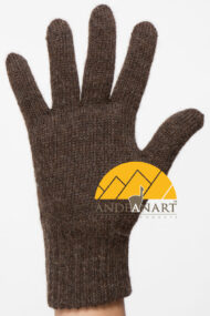 Classic Alpaca Gloves made with 100% Alpaca Yarn by AndeanSun - Heather Brown - 16783807