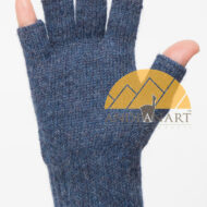 FINGERLESS Classic Alpaca Gloves Made with 100% Alpaca Yarn by AndeanSun - Heather Steel Blue - 16783225