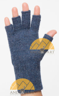 FINGERLESS Classic Alpaca Gloves Made with 100% Alpaca Yarn by AndeanSun - Heather Steel Blue - 16783225