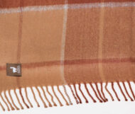 Large Check Pattern Alpaca Throw - Alpaca AND ACRYLIC Blend Blanket by Alpaca Carrasco - Camel - Rust Brown - Light Grey Stripes - 16893611