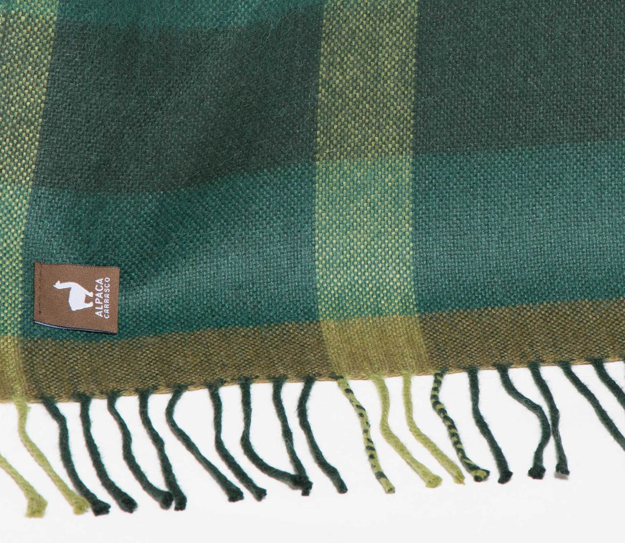 Large Plaid Pattern Alpaca Throw - Alpaca AND ACRYLIC Blend Blanket by Alpaca Carrasco - Dark Green - Olive Green - Celery - 16893610