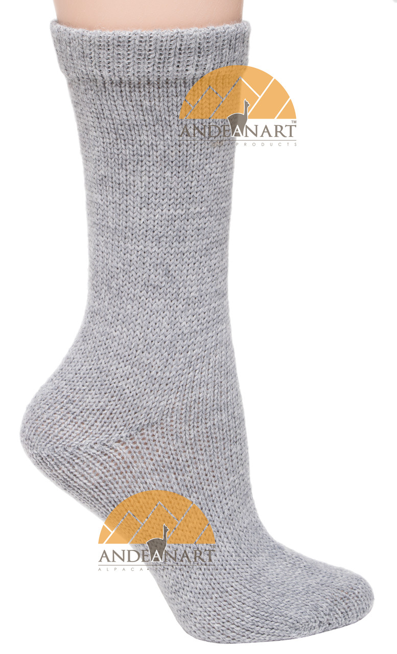 Lounge Alpaca Socks Solid Color made with 50% Alpaca Yarn by AndeanSun - Light Grey - 16711727