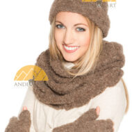 Boucle Fold Over Beanie Alpaca Hat - Light Rose Brown - 16752223