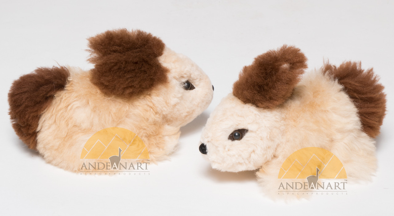 Alpaca Fur Rabbit - Laying - Alpaca Fur Stuffed Animal - Mixed Colors - 15961612