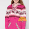 Alpaca Motif Hoodie Sweater with pockets - Alpaca Sweater - Fuchsia - 16261712