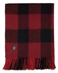 Buffalo Plaid Lap Throw Alpaca AND ACRYLIC Blend Blanket by Alpaca Carrasco - Dark Red and Black - 16893602