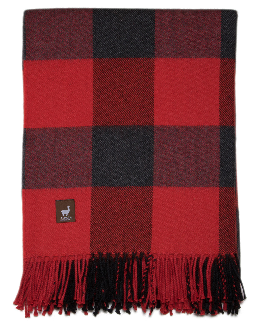 Buffalo Plaid Lap Throw Alpaca AND ACRYLIC Blend Blanket by Alpaca Carrasco - Red and Charcoal - 16893602