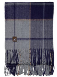 Large Check Pattern Alpaca Throw - Alpaca AND ACRYLIC Blend Blanket by Alpaca Carrasco - Light Grey - Purple - Beige Stripes - 16893611