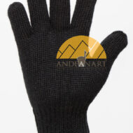 REVERSIBLE Classic Jersey Knit Blend Alpaca Gloves Made with 50% Alpaca Yarn by AndeanSun - Black and Camel - 16783226