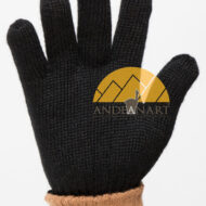 REVERSIBLE Classic Jersey Knit Blend Alpaca Gloves Made with 50% Alpaca Yarn by AndeanSun - Black and Camel - 16783226