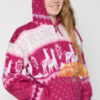 Alpaca Motif Heavyweight Full-Zip Hoodie Jacket - FAUX Alpaca - Fuchsia - 16264001