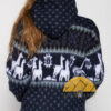 Alpaca Motif Heavyweight Full-Zip Hoodie Jacket - FAUX Alpaca - Navy Blue - 16264001