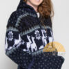 Alpaca Motif Heavyweight Full-Zip Hoodie Jacket - FAUX Alpaca - Navy Blue - 16264001