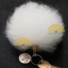 Alpaca Fur Ball Pom Pom Keychain - White - 15161662