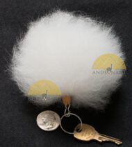 Alpaca Fur Ball Pom Pom Keychain - White - 15161662