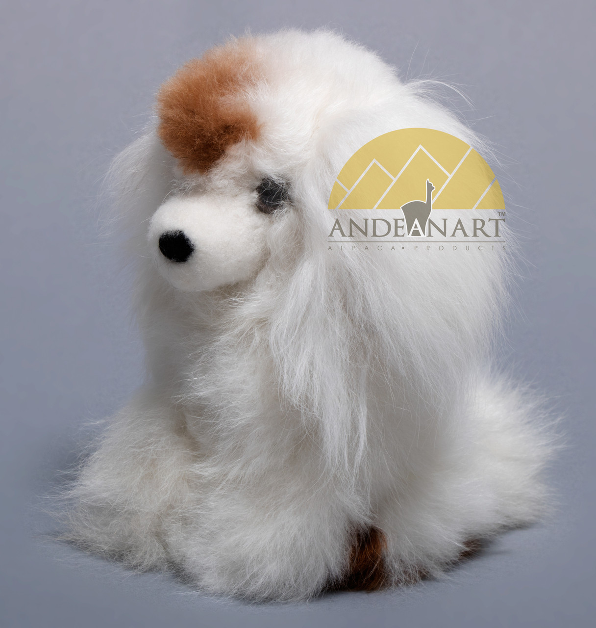 Alpaca Fur Dog Small 7" inches (fur to fur) - 5 1/2" (hide to hide) - Alpaca Fur Stuffed Animal - Mixed Colors - 15961611