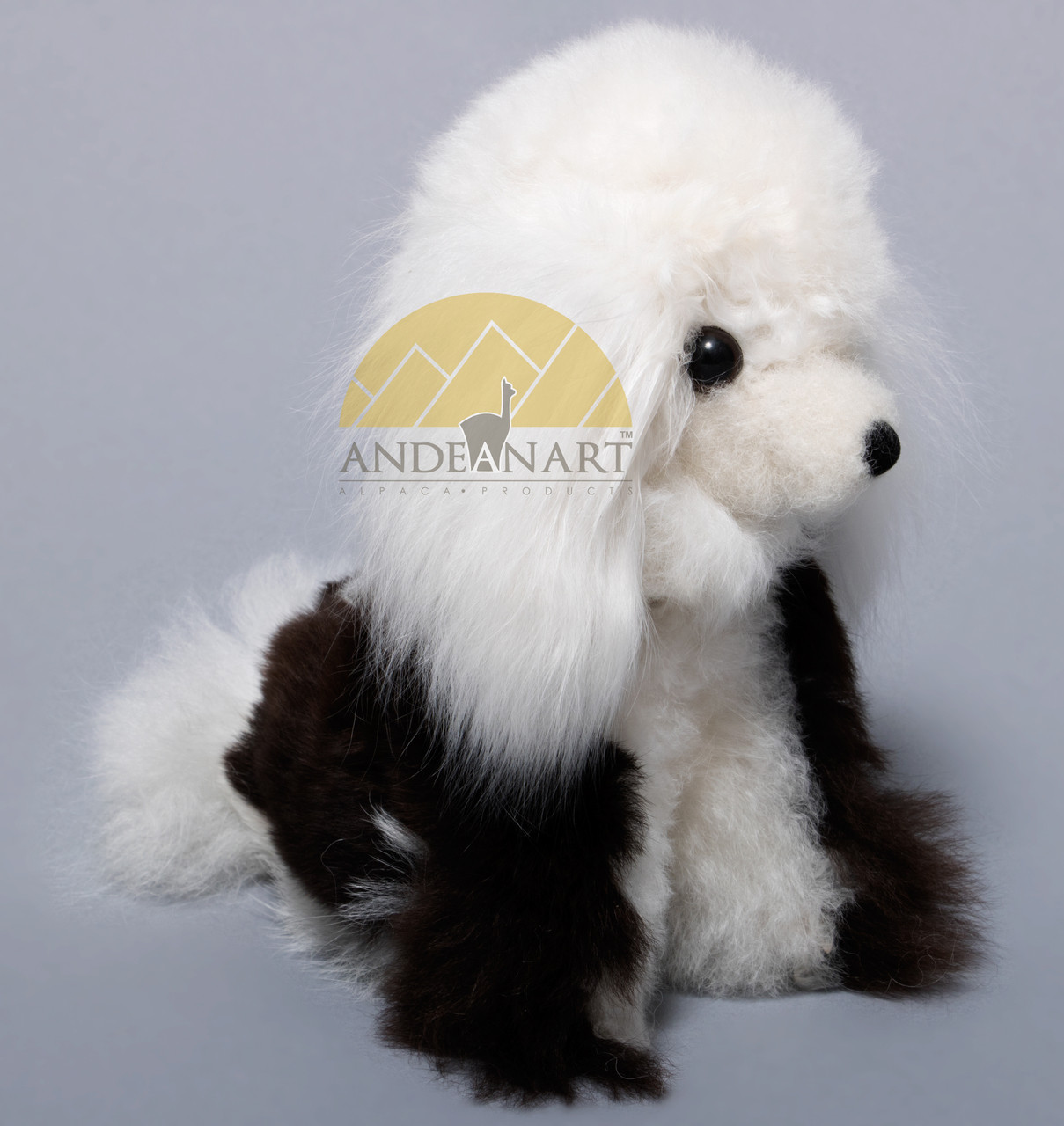 Alpaca Fur Dog Small 7" inches (fur to fur) - 5 1/2" (hide to hide) - Alpaca Fur Stuffed Animal - Mixed Colors - 15961611
